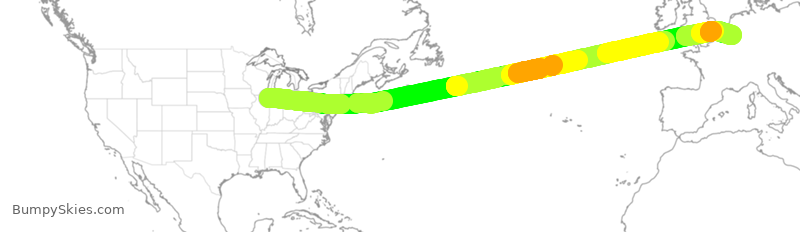 Turbulence forecast map for UAE9394, ORD to BLG