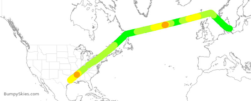Turbulence forecast map for UAE9656, IAH to KCH