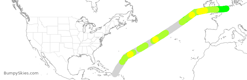 Turbulence forecast map for UAE9912, BQN to AMS