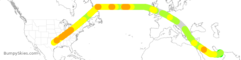 Turbulence forecast map for UAE9968, DFW to MDW