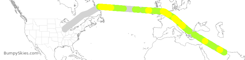 Turbulence forecast map for UAE9988, ORD to DWC
