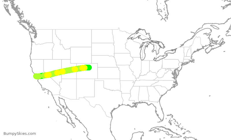 Turbulence forecast map for UAL1007, DEN to SFO