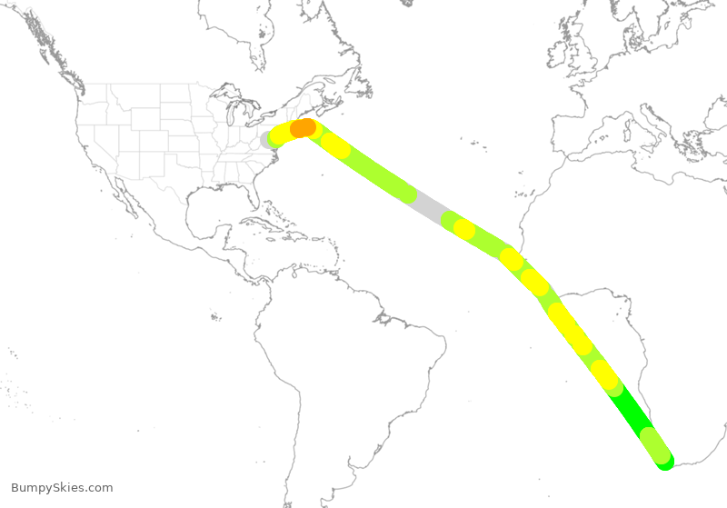 Turbulence forecast map for UAL1011, IAD to CPT