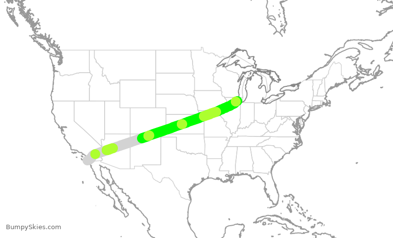 Turbulence forecast map for UAL1016, SAN to ORD