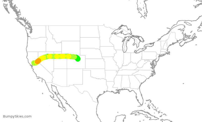 Turbulence forecast map for UAL1023, SMF to DEN