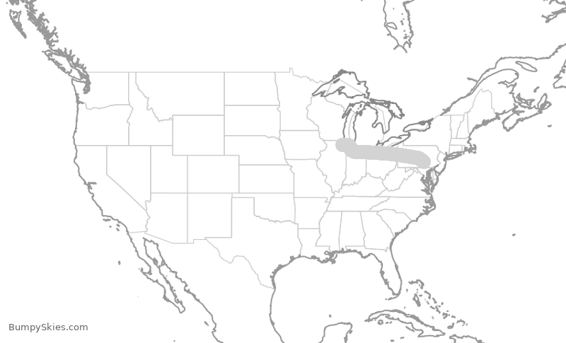 Turbulence forecast map for UAL1044, MDT to ORD