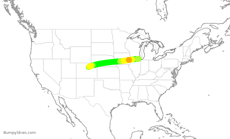 Turbulence forecast map for UAL1046, ORD to DEN