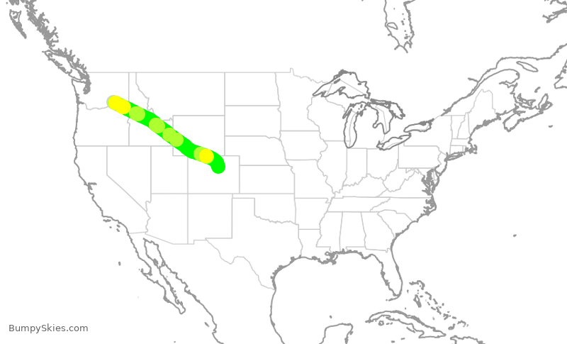 Turbulence forecast map for UAL1049, PSC to DEN