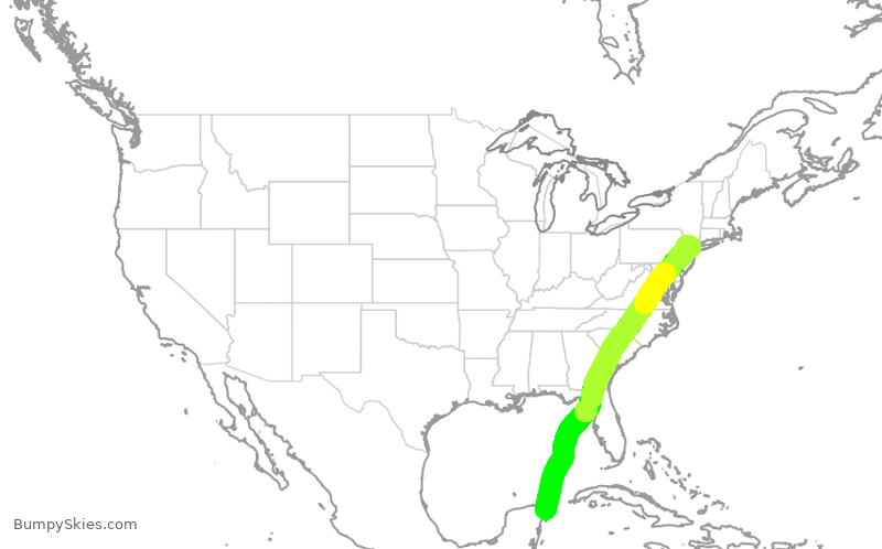 Turbulence forecast map for UAL1053, MUN to EWR