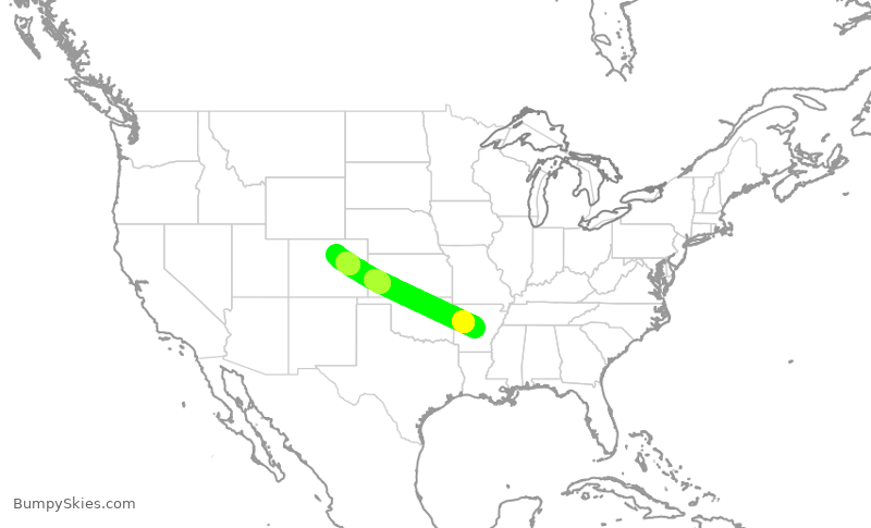 Turbulence forecast map for UAL1081, LIT to DEN