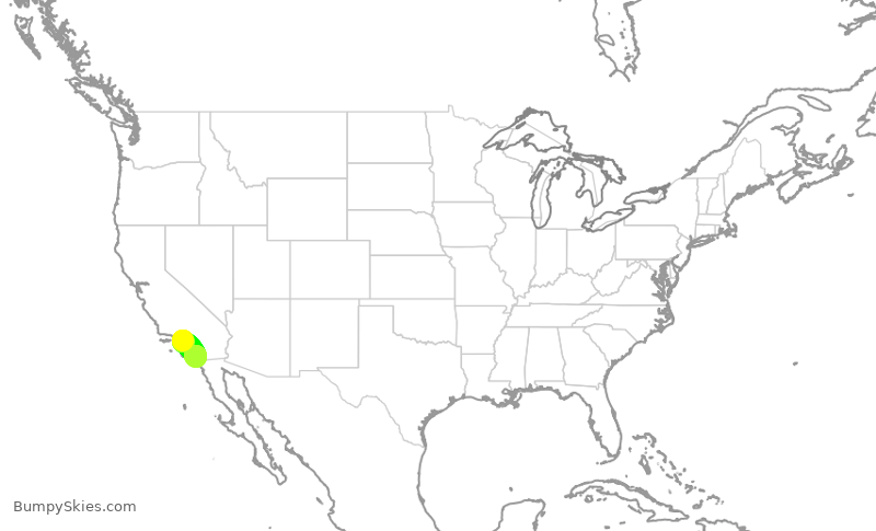 Turbulence forecast map for UAL1100, LAX to SAN