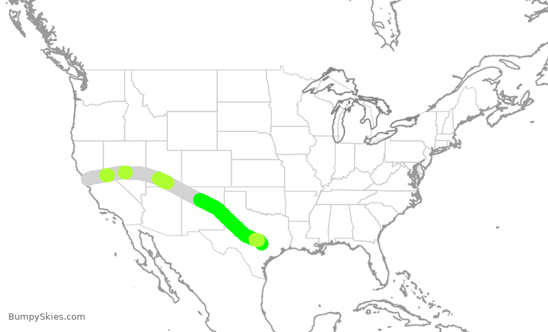 Turbulence forecast map for UAL1107, SFO to AUS