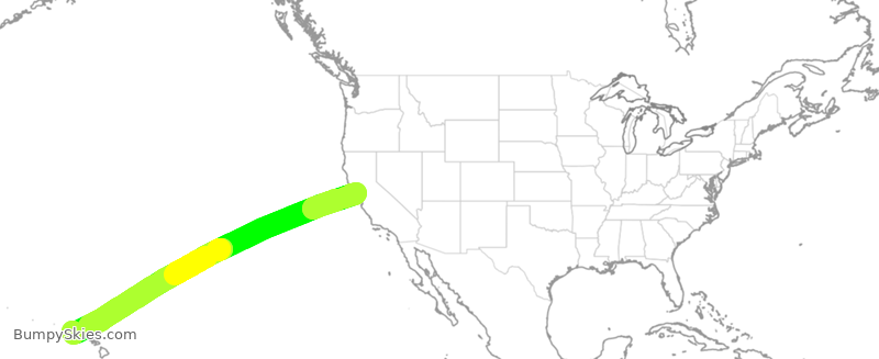 Turbulence forecast map for UAL1111, SFO to HLI