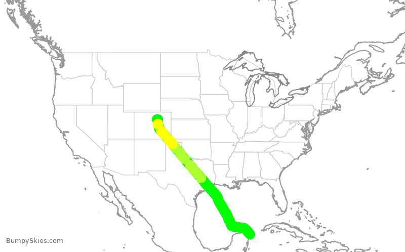 Turbulence forecast map for UAL1119, DEN to MUN