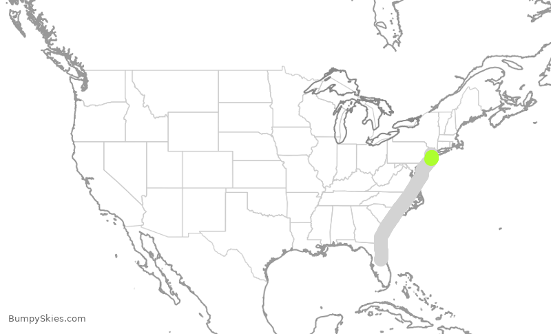 Turbulence forecast map for UAL1120, EWR to MCO