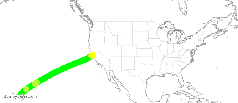 Turbulence forecast map for UAL1125, OGG to SFO