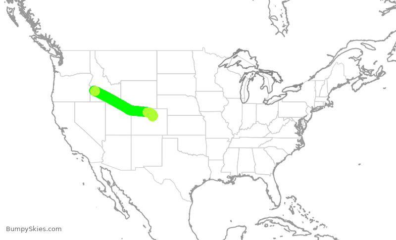 Turbulence forecast map for UAL1139, BOI to DEN