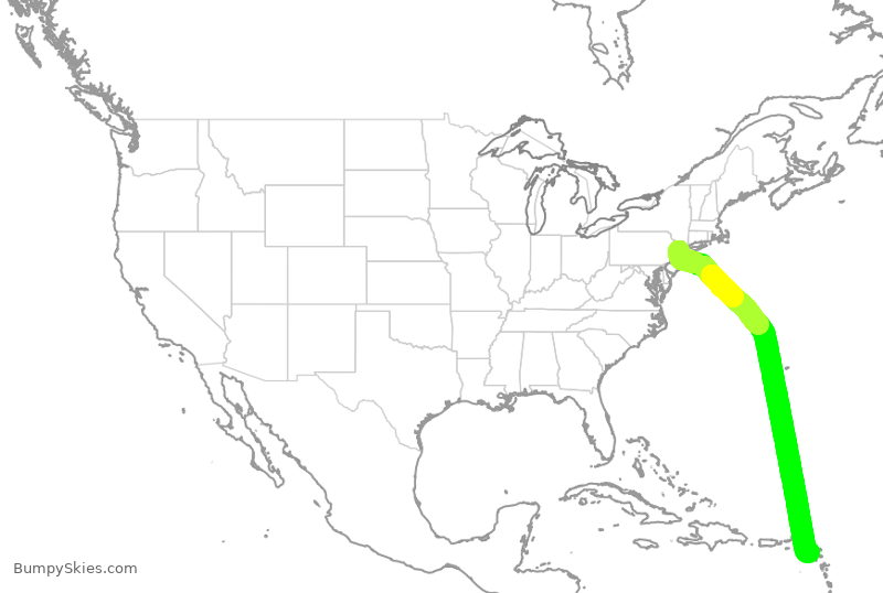 Turbulence forecast map for UAL1142, EWR to KPK