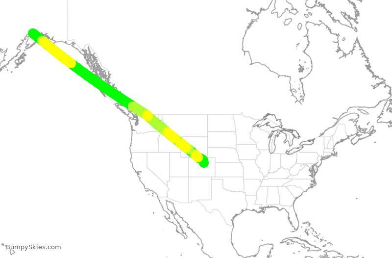 Turbulence forecast map for UAL1153, ANC to DEN