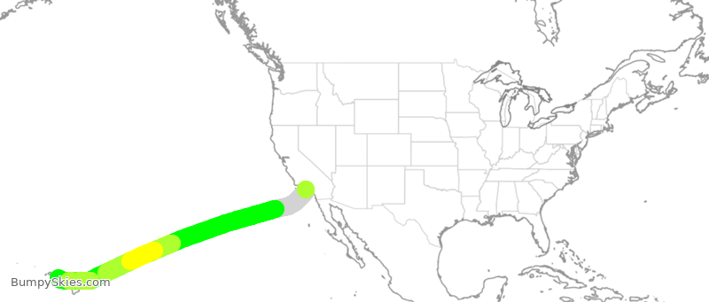 Turbulence forecast map for UAL1158, LAX to HNL