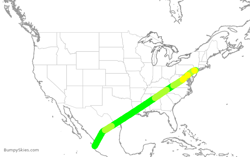 Turbulence forecast map for UAL1161, EWR to MPR