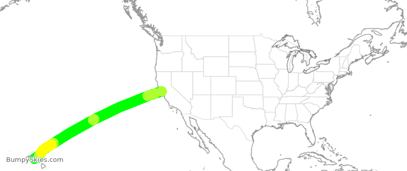 Turbulence forecast map for UAL1175, SFO to HNL