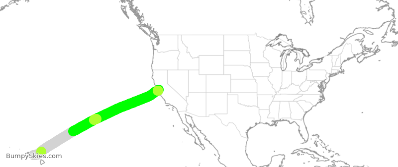 Turbulence forecast map for UAL1176, HNL to SFO