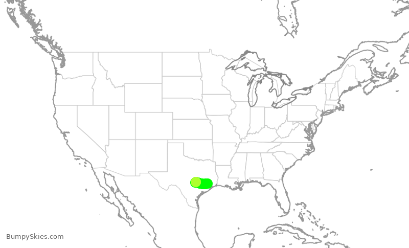 Turbulence forecast map for UAL1179, IAH to AUS