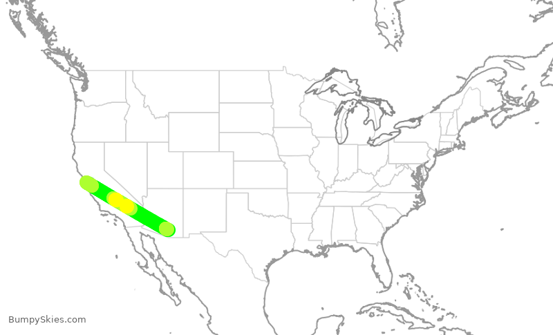 Turbulence forecast map for UAL1189, SFO to TUS