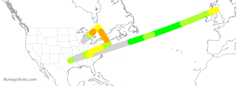 Turbulence forecast map for UAL118, ORD to EDI