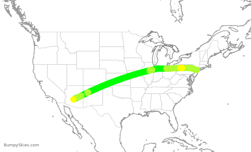 Turbulence forecast map for UAL1194, PHX to EWR