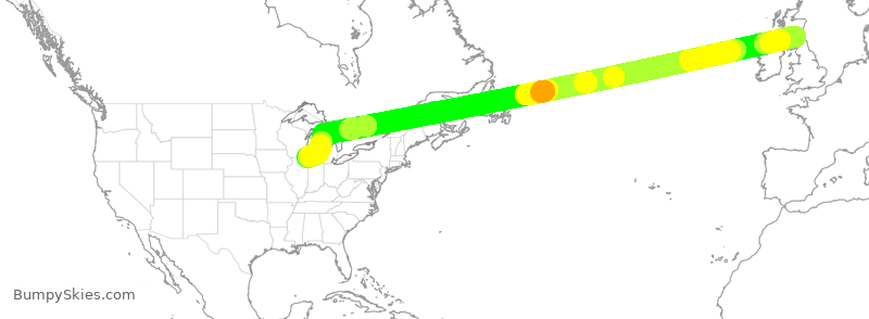 Turbulence forecast map for UAL119, GPH to ORD