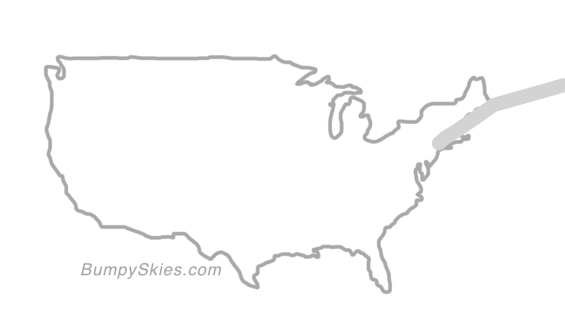 Map of continental US with illustrated flight path and turbulence forecast (described in text below)