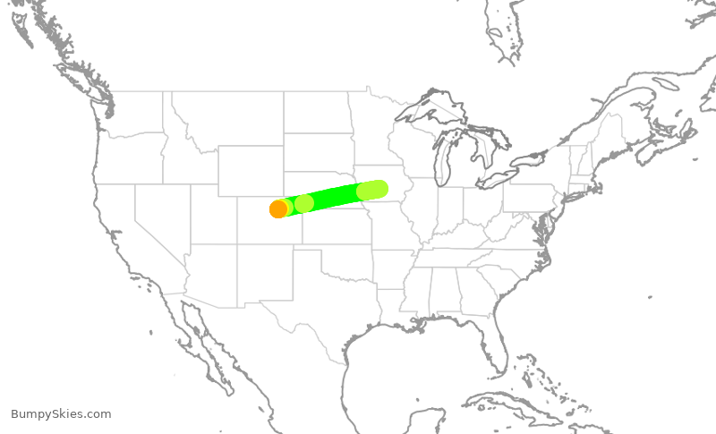 Turbulence forecast map for UAL1213, DEN to DSM