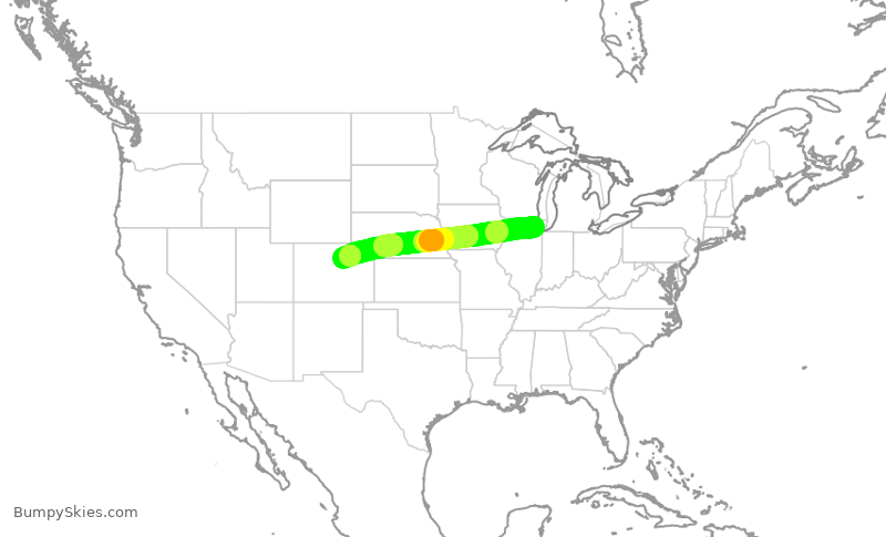 Turbulence forecast map for UAL1217, ORD to DEN