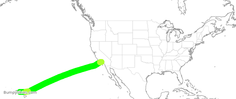 Turbulence forecast map for UAL1221, HNL to LAX