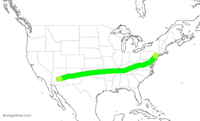 Turbulence forecast map for UAL1222, PHX to EWR