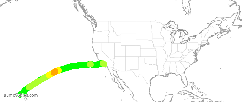 Turbulence forecast map for UAL1224, LAX to HNL