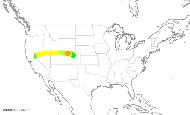 Turbulence forecast map for UAL1225, RNO to DEN
