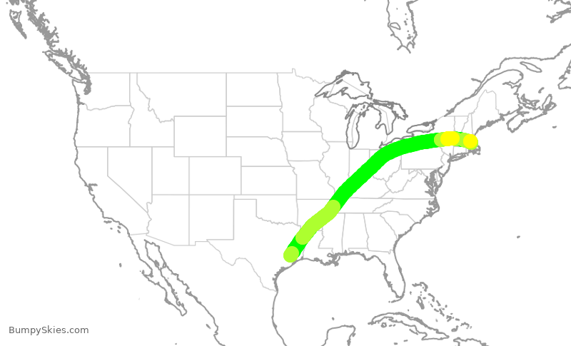Turbulence forecast map for UAL1226, IAH to BOS