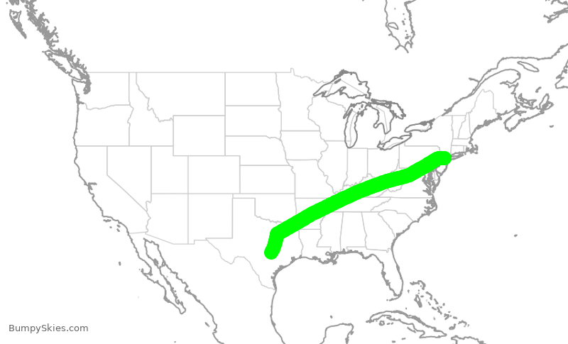 Turbulence forecast map for UAL1229, EWR to AUS