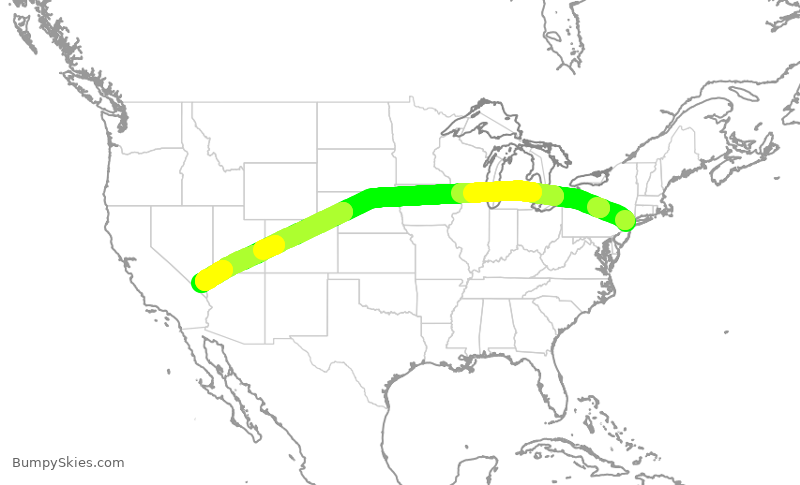 Turbulence forecast map for UAL1238, EWR to LAS
