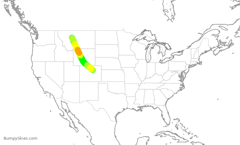 Turbulence forecast map for UAL1246, GTF to DEN