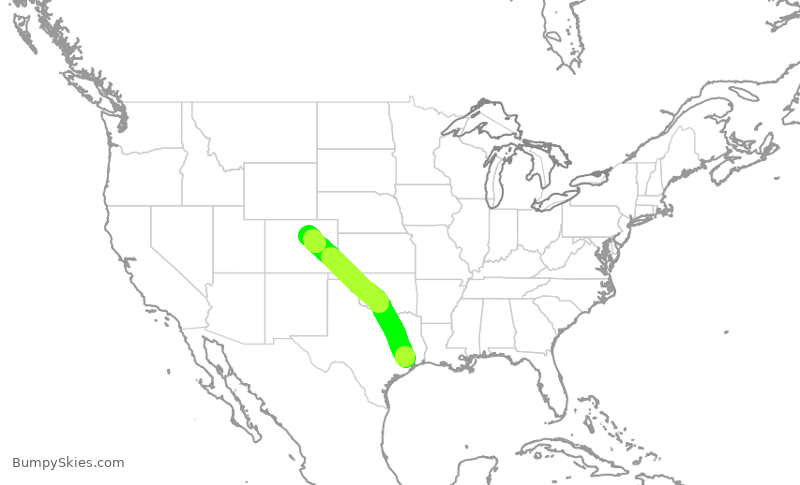 Turbulence forecast map for UAL1246, IAH to DEN