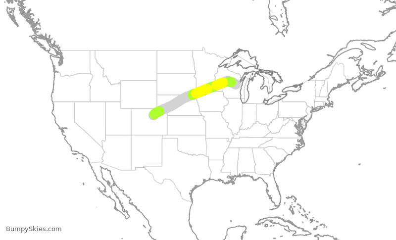 Turbulence forecast map for UAL1248, ATW to DEN