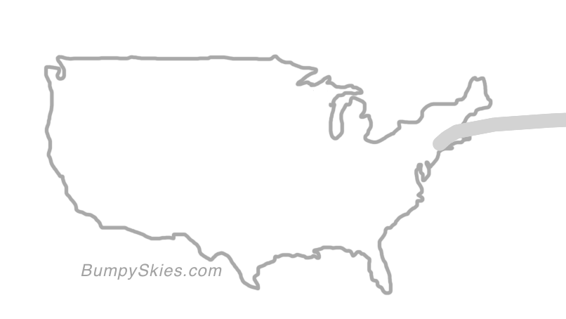 Map of continental US with illustrated flight path and turbulence forecast (described in text below)