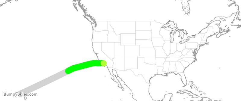 Turbulence forecast map for UAL1251, HNL to LAX