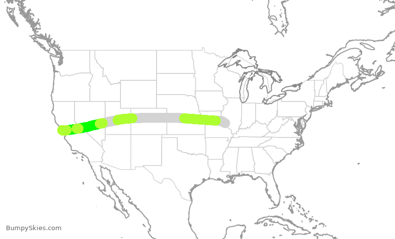 Turbulence forecast map for UAL1257, STL to SFO