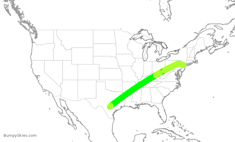 Turbulence forecast map for UAL1261, SAT to EWR