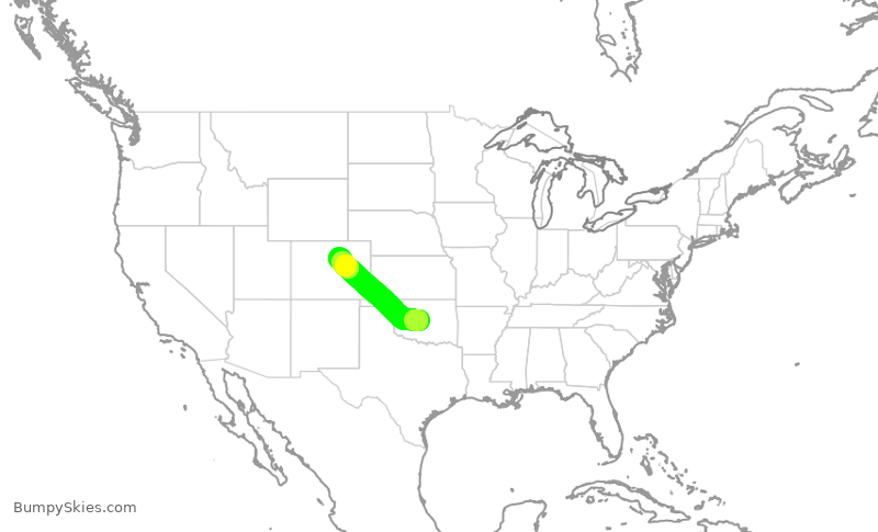 Turbulence forecast map for UAL1262, OKC to DEN